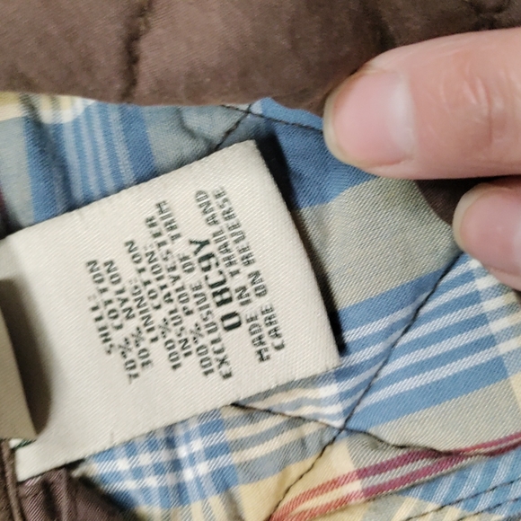 L.L. Bean Brown Quilted Collared Jacket with Plaid Lining - Picture 5 of 13